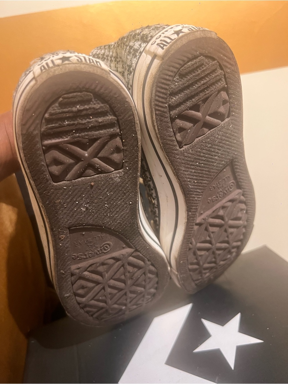 Converse Women's High Top Tweed Sneakers in Black & White gold accent thread - Picture 5 of 7